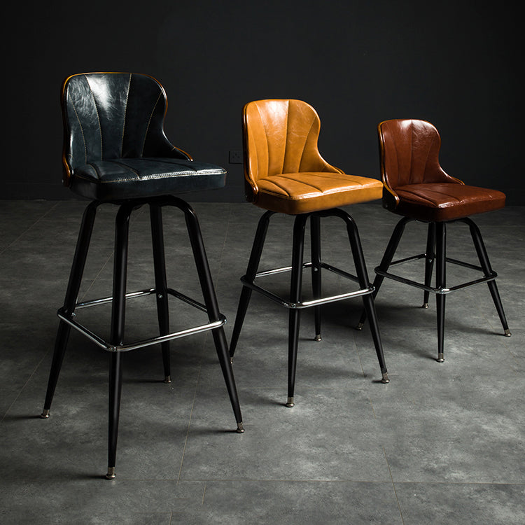 Arm Less Modern Bar Stool Footrest Leather Coffee Shop Bucket Counter Stool Clearhalo 'Bar Furniture' 'Bar Stools' 'bar_stools' 'furniture_bar_stools' 'Kitchen & Dining Furniture' 'kitchen&dining_furn' 'kitchen' 'kitchen_furn' Furniture' 4183689