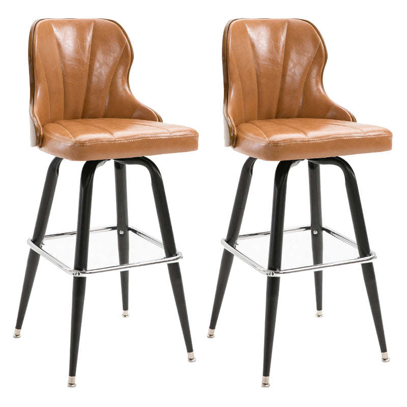 Arm Less Modern Bar Stool Footrest Leather Coffee Shop Bucket Counter Stool Ginger Set of 2 Clearhalo 'Bar Furniture' 'Bar Stools' 'bar_stools' 'furniture_bar_stools' 'Kitchen & Dining Furniture' 'kitchen&dining_furn' 'kitchen' 'kitchen_furn' Furniture' 4183698