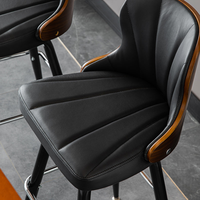 Arm Less Modern Bar Stool Footrest Leather Coffee Shop Bucket Counter Stool Clearhalo 'Bar Furniture' 'Bar Stools' 'bar_stools' 'furniture_bar_stools' 'Kitchen & Dining Furniture' 'kitchen&dining_furn' 'kitchen' 'kitchen_furn' Furniture' 4183700