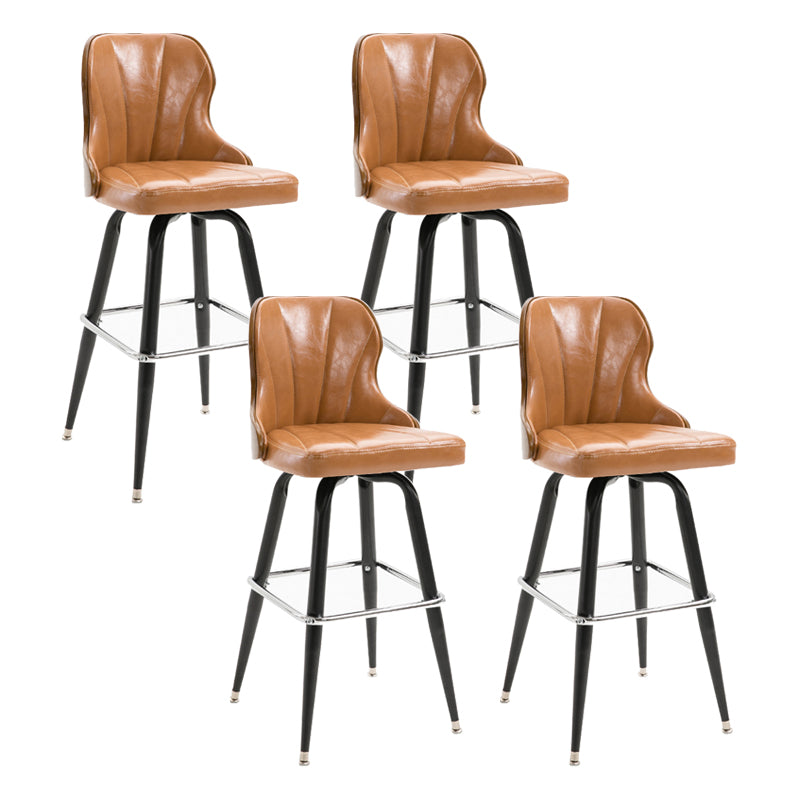 Arm Less Modern Bar Stool Footrest Leather Coffee Shop Bucket Counter Stool Ginger Set of 4 Clearhalo 'Bar Furniture' 'Bar Stools' 'bar_stools' 'furniture_bar_stools' 'Kitchen & Dining Furniture' 'kitchen&dining_furn' 'kitchen' 'kitchen_furn' Furniture' 4183701