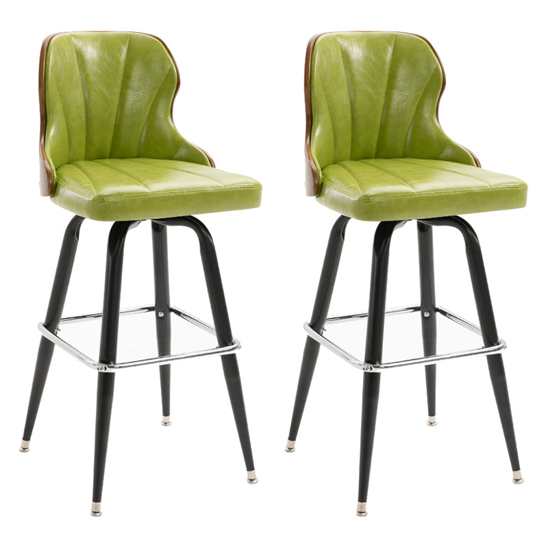 Arm Less Modern Bar Stool Footrest Leather Coffee Shop Bucket Counter Stool Fruit Green Set of 2 Clearhalo 'Bar Furniture' 'Bar Stools' 'bar_stools' 'furniture_bar_stools' 'Kitchen & Dining Furniture' 'kitchen&dining_furn' 'kitchen' 'kitchen_furn' Furniture' 4183704