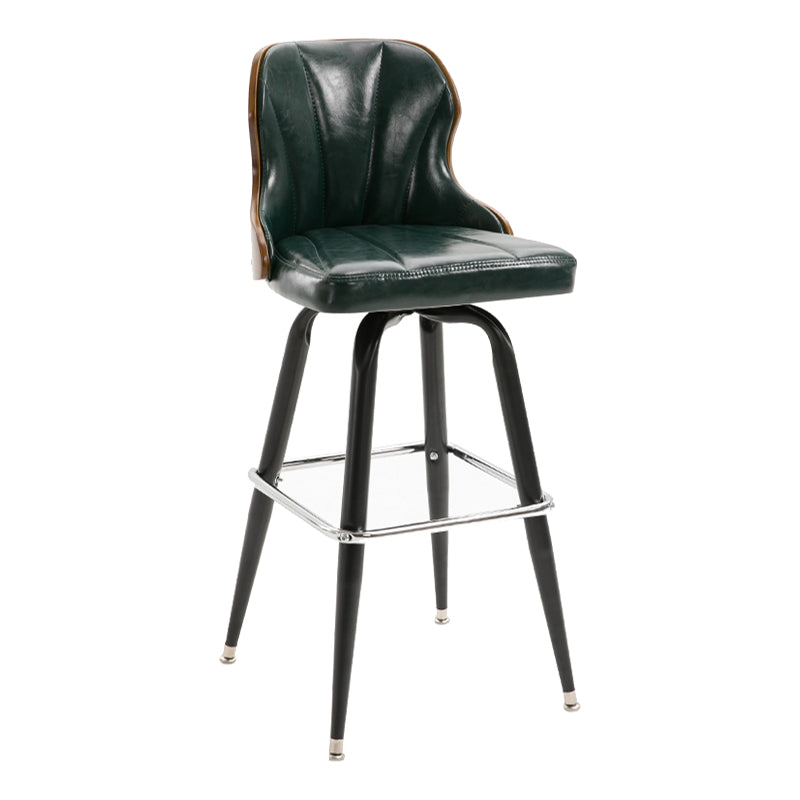 Arm Less Modern Bar Stool Footrest Leather Coffee Shop Bucket Counter Stool Blackish Green 1 Piece Clearhalo 'Bar Furniture' 'Bar Stools' 'bar_stools' 'furniture_bar_stools' 'Kitchen & Dining Furniture' 'kitchen&dining_furn' 'kitchen' 'kitchen_furn' Furniture' 4183706