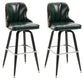 Arm Less Modern Bar Stool Footrest Leather Coffee Shop Bucket Counter Stool Blackish Green Set of 2 Clearhalo 'Bar Furniture' 'Bar Stools' 'bar_stools' 'furniture_bar_stools' 'Kitchen & Dining Furniture' 'kitchen&dining_furn' 'kitchen' 'kitchen_furn' Furniture' 4183707