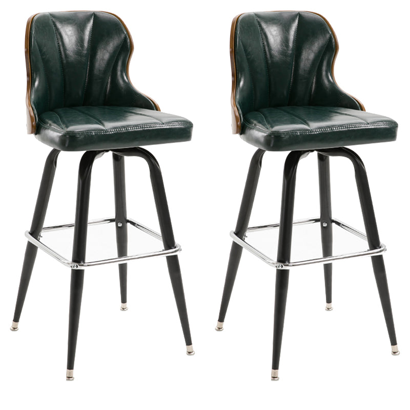 Arm Less Modern Bar Stool Footrest Leather Coffee Shop Bucket Counter Stool Blackish Green Set of 2 Clearhalo 'Bar Furniture' 'Bar Stools' 'bar_stools' 'furniture_bar_stools' 'Kitchen & Dining Furniture' 'kitchen&dining_furn' 'kitchen' 'kitchen_furn' Furniture' 4183707