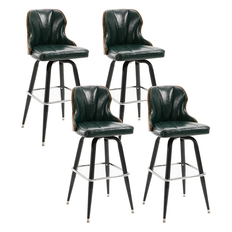 Arm Less Modern Bar Stool Footrest Leather Coffee Shop Bucket Counter Stool Blackish Green Set of 4 Clearhalo 'Bar Furniture' 'Bar Stools' 'bar_stools' 'furniture_bar_stools' 'Kitchen & Dining Furniture' 'kitchen&dining_furn' 'kitchen' 'kitchen_furn' Furniture' 4183708
