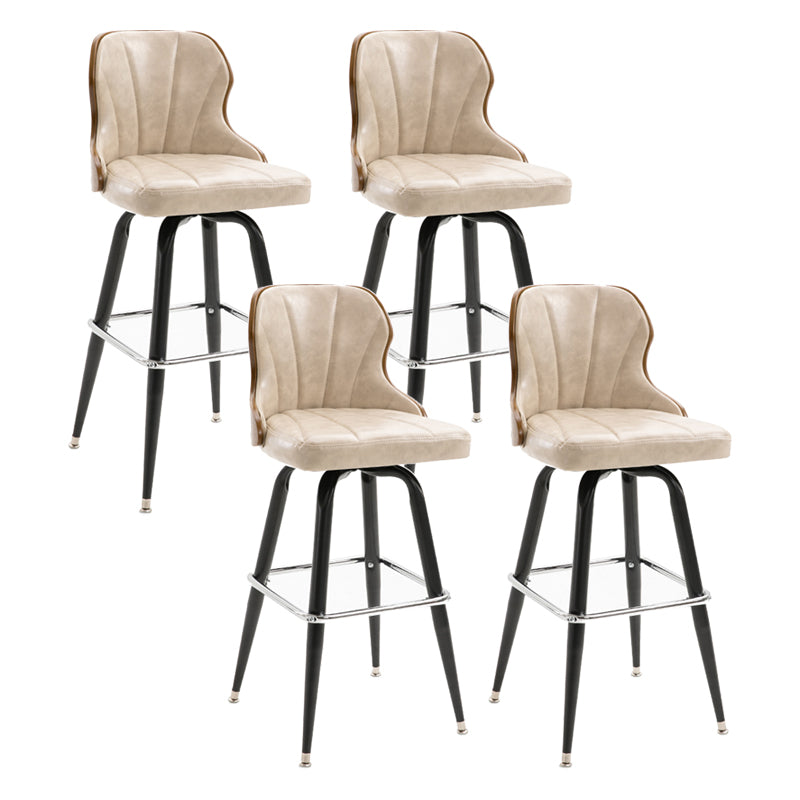 Arm Less Modern Bar Stool Footrest Leather Coffee Shop Bucket Counter Stool Ivory Set of 4 Clearhalo 'Bar Furniture' 'Bar Stools' 'bar_stools' 'furniture_bar_stools' 'Kitchen & Dining Furniture' 'kitchen&dining_furn' 'kitchen' 'kitchen_furn' Furniture' 4183711