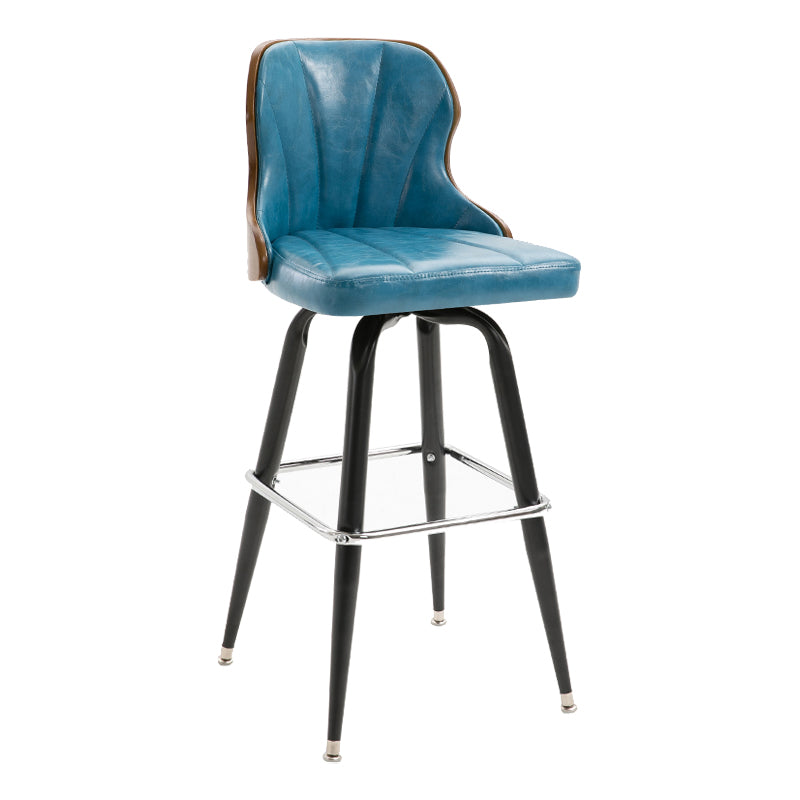 Arm Less Modern Bar Stool Footrest Leather Coffee Shop Bucket Counter Stool Royal Blue 1 Piece Clearhalo 'Bar Furniture' 'Bar Stools' 'bar_stools' 'furniture_bar_stools' 'Kitchen & Dining Furniture' 'kitchen&dining_furn' 'kitchen' 'kitchen_furn' Furniture' 4183712