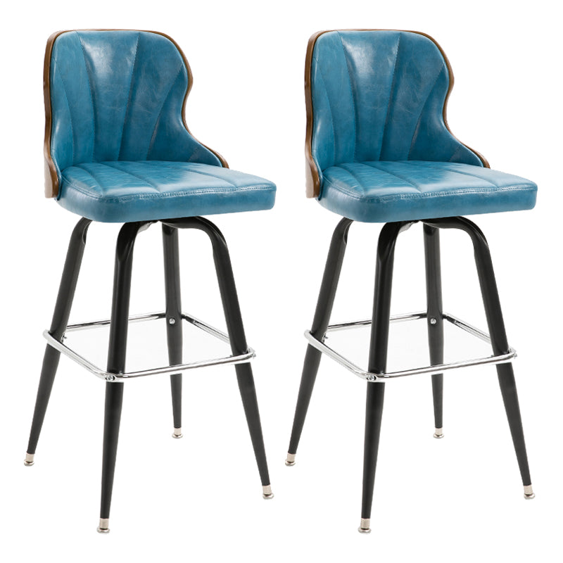 Arm Less Modern Bar Stool Footrest Leather Coffee Shop Bucket Counter Stool Royal Blue Set of 2 Clearhalo 'Bar Furniture' 'Bar Stools' 'bar_stools' 'furniture_bar_stools' 'Kitchen & Dining Furniture' 'kitchen&dining_furn' 'kitchen' 'kitchen_furn' Furniture' 4183713