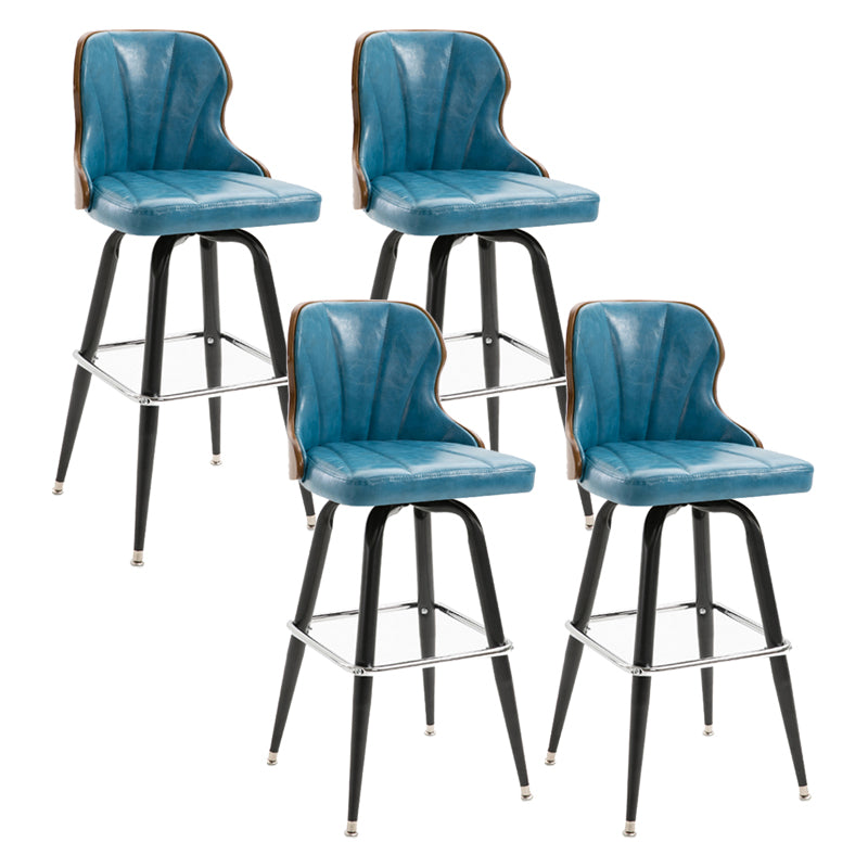 Arm Less Modern Bar Stool Footrest Leather Coffee Shop Bucket Counter Stool Royal Blue Set of 4 Clearhalo 'Bar Furniture' 'Bar Stools' 'bar_stools' 'furniture_bar_stools' 'Kitchen & Dining Furniture' 'kitchen&dining_furn' 'kitchen' 'kitchen_furn' Furniture' 4183714