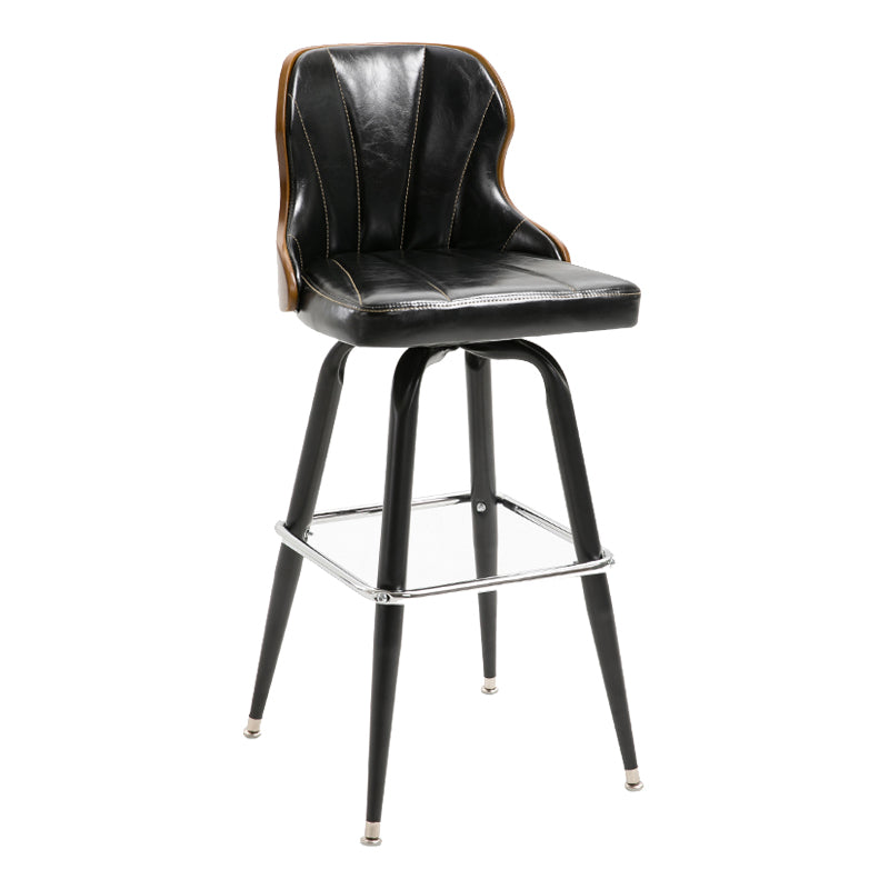 Arm Less Modern Bar Stool Footrest Leather Coffee Shop Bucket Counter Stool Black 1 Piece Clearhalo 'Bar Furniture' 'Bar Stools' 'bar_stools' 'furniture_bar_stools' 'Kitchen & Dining Furniture' 'kitchen&dining_furn' 'kitchen' 'kitchen_furn' Furniture' 4183715