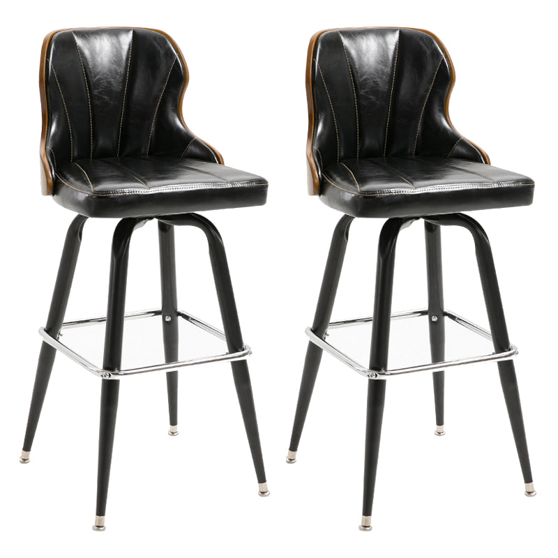 Arm Less Modern Bar Stool Footrest Leather Coffee Shop Bucket Counter Stool Black Set of 2 Clearhalo 'Bar Furniture' 'Bar Stools' 'bar_stools' 'furniture_bar_stools' 'Kitchen & Dining Furniture' 'kitchen&dining_furn' 'kitchen' 'kitchen_furn' Furniture' 4183716