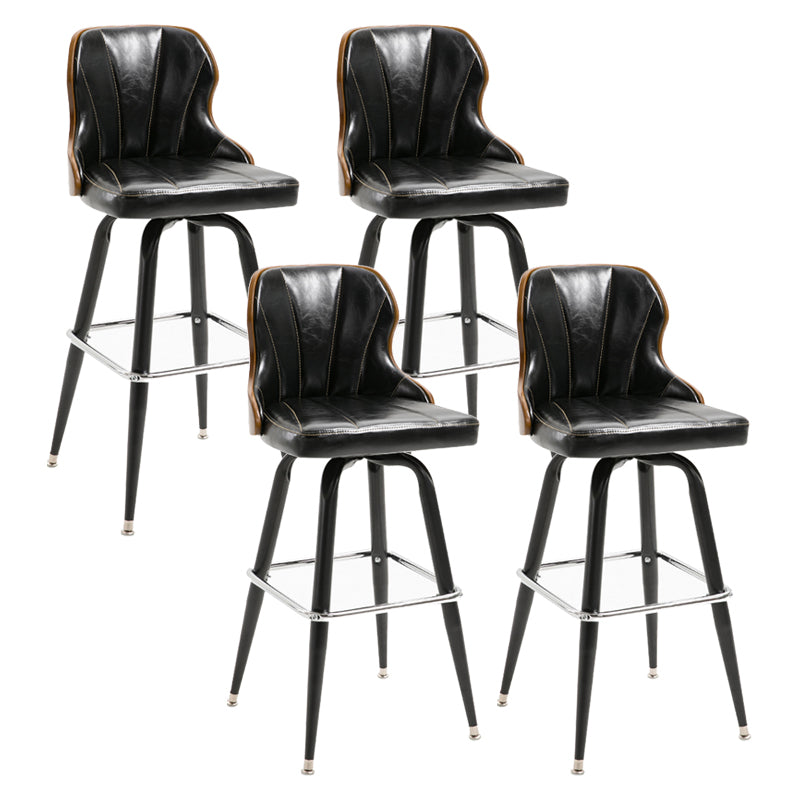 Arm Less Modern Bar Stool Footrest Leather Coffee Shop Bucket Counter Stool Black Set of 4 Clearhalo 'Bar Furniture' 'Bar Stools' 'bar_stools' 'furniture_bar_stools' 'Kitchen & Dining Furniture' 'kitchen&dining_furn' 'kitchen' 'kitchen_furn' Furniture' 4183717