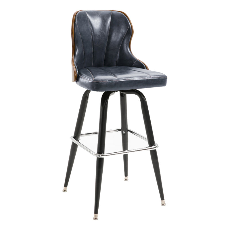 Arm Less Modern Bar Stool Footrest Leather Coffee Shop Bucket Counter Stool Dark Blue-Gray 1 Piece Clearhalo 'Bar Furniture' 'Bar Stools' 'bar_stools' 'furniture_bar_stools' 'Kitchen & Dining Furniture' 'kitchen&dining_furn' 'kitchen' 'kitchen_furn' Furniture' 4183718