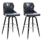 Arm Less Modern Bar Stool Footrest Leather Coffee Shop Bucket Counter Stool Dark Blue-Gray Set of 2 Clearhalo 'Bar Furniture' 'Bar Stools' 'bar_stools' 'furniture_bar_stools' 'Kitchen & Dining Furniture' 'kitchen&dining_furn' 'kitchen' 'kitchen_furn' Furniture' 4183719