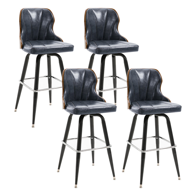 Arm Less Modern Bar Stool Footrest Leather Coffee Shop Bucket Counter Stool Dark Blue-Gray Set of 4 Clearhalo 'Bar Furniture' 'Bar Stools' 'bar_stools' 'furniture_bar_stools' 'Kitchen & Dining Furniture' 'kitchen&dining_furn' 'kitchen' 'kitchen_furn' Furniture' 4183720
