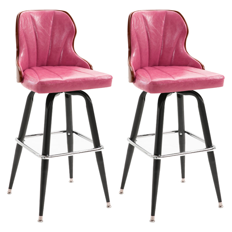 Arm Less Modern Bar Stool Footrest Leather Coffee Shop Bucket Counter Stool Pink Set of 2 Clearhalo 'Bar Furniture' 'Bar Stools' 'bar_stools' 'furniture_bar_stools' 'Kitchen & Dining Furniture' 'kitchen&dining_furn' 'kitchen' 'kitchen_furn' Furniture' 4183722