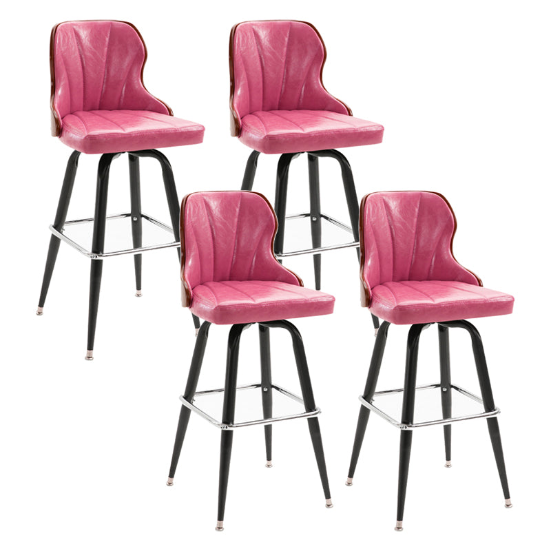 Arm Less Modern Bar Stool Footrest Leather Coffee Shop Bucket Counter Stool Pink Set of 4 Clearhalo 'Bar Furniture' 'Bar Stools' 'bar_stools' 'furniture_bar_stools' 'Kitchen & Dining Furniture' 'kitchen&dining_furn' 'kitchen' 'kitchen_furn' Furniture' 4183723