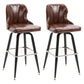 Arm Less Modern Bar Stool Footrest Leather Coffee Shop Bucket Counter Stool Brown Set of 2 Clearhalo 'Bar Furniture' 'Bar Stools' 'bar_stools' 'furniture_bar_stools' 'Kitchen & Dining Furniture' 'kitchen&dining_furn' 'kitchen' 'kitchen_furn' Furniture' 4183725