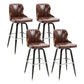 Arm Less Modern Bar Stool Footrest Leather Coffee Shop Bucket Counter Stool Brown Set of 4 Clearhalo 'Bar Furniture' 'Bar Stools' 'bar_stools' 'furniture_bar_stools' 'Kitchen & Dining Furniture' 'kitchen&dining_furn' 'kitchen' 'kitchen_furn' Furniture' 4183726
