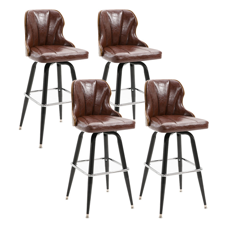 Arm Less Modern Bar Stool Footrest Leather Coffee Shop Bucket Counter Stool Brown Set of 4 Clearhalo 'Bar Furniture' 'Bar Stools' 'bar_stools' 'furniture_bar_stools' 'Kitchen & Dining Furniture' 'kitchen&dining_furn' 'kitchen' 'kitchen_furn' Furniture' 4183726