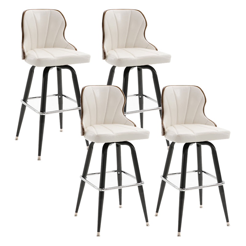 Arm Less Modern Bar Stool Footrest Leather Coffee Shop Bucket Counter Stool White Set of 4 Clearhalo 'Bar Furniture' 'Bar Stools' 'bar_stools' 'furniture_bar_stools' 'Kitchen & Dining Furniture' 'kitchen&dining_furn' 'kitchen' 'kitchen_furn' Furniture' 4183728