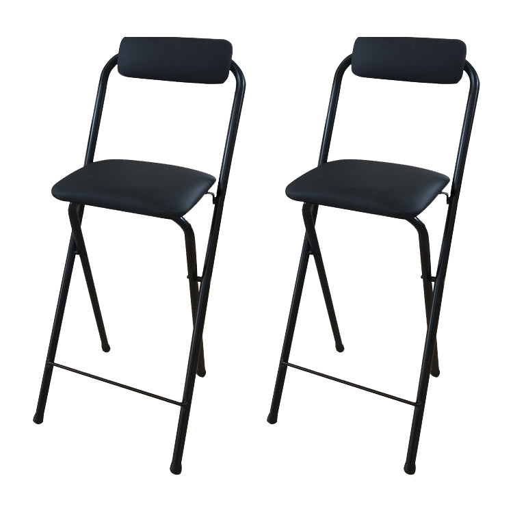 Modern Backrest Folding Counter Stool Iron Balcony Bar Stool with Footrest Black 2 Piece Set Clearhalo 'Bar Furniture' 'Bar Stools' 'bar_stools' 'furn' 'furn_bar_stools' 'furniture_bar_stools' 'Kitchen & Dining Furniture' 'kitchen&dining_furn' 'kitchen' 'kitchen_furn' Furniture' 4183732