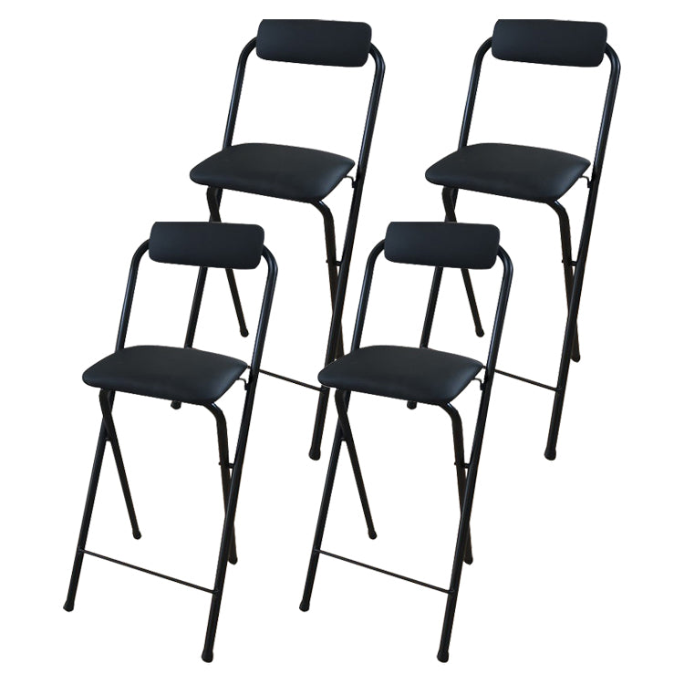 Modern Backrest Folding Counter Stool Iron Balcony Bar Stool with Footrest Black 4 Piece Set Clearhalo 'Bar Furniture' 'Bar Stools' 'bar_stools' 'furn' 'furn_bar_stools' 'furniture_bar_stools' 'Kitchen & Dining Furniture' 'kitchen&dining_furn' 'kitchen' 'kitchen_furn' Furniture' 4183734