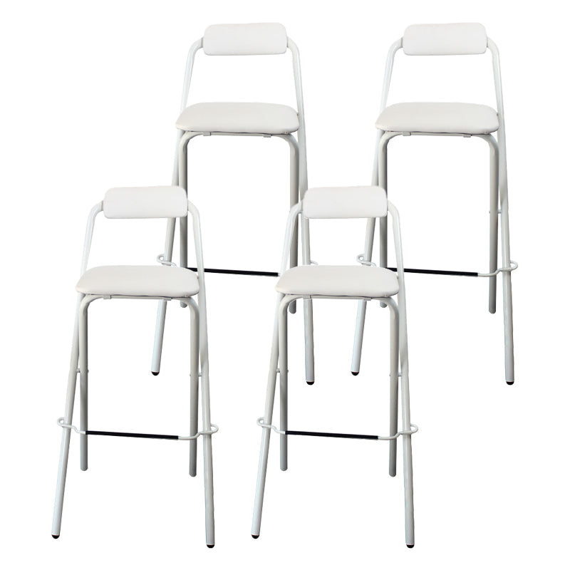 Modern Backrest Folding Counter Stool Iron Balcony Bar Stool with Footrest White 4 Piece Set Clearhalo 'Bar Furniture' 'Bar Stools' 'bar_stools' 'furn' 'furn_bar_stools' 'furniture_bar_stools' 'Kitchen & Dining Furniture' 'kitchen&dining_furn' 'kitchen' 'kitchen_furn' Furniture' 4183747