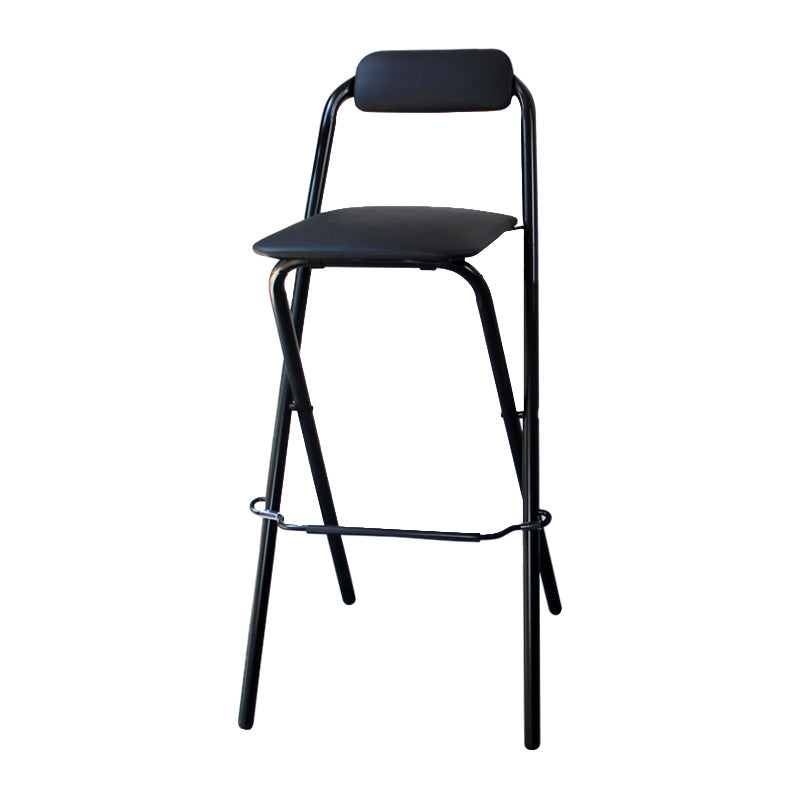 Modern Backrest Folding Counter Stool Iron Balcony Bar Stool with Footrest Black 1 Piece Clearhalo 'Bar Furniture' 'Bar Stools' 'bar_stools' 'furn' 'furn_bar_stools' 'furniture_bar_stools' 'Kitchen & Dining Furniture' 'kitchen&dining_furn' 'kitchen' 'kitchen_furn' Furniture' 4183748