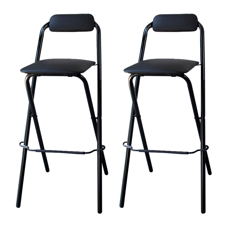 Modern Backrest Folding Counter Stool Iron Balcony Bar Stool with Footrest Black 2 Piece Set Clearhalo 'Bar Furniture' 'Bar Stools' 'bar_stools' 'furn' 'furn_bar_stools' 'furniture_bar_stools' 'Kitchen & Dining Furniture' 'kitchen&dining_furn' 'kitchen' 'kitchen_furn' Furniture' 4183750