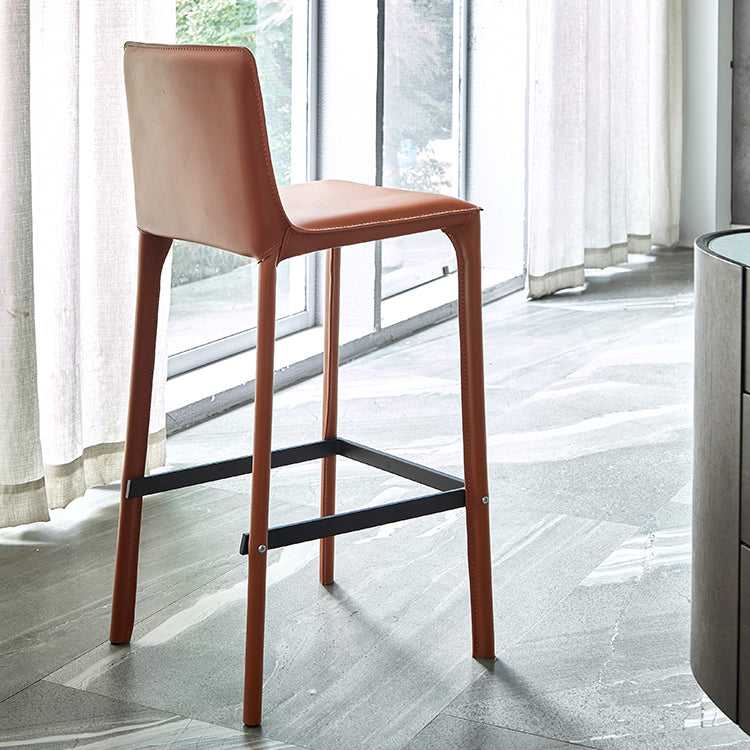 Contemporary Footrest Leather Counter and Bar Stool Square Low Back Bar Stool Clearhalo 'Bar Furniture' 'Bar Stools' 'bar_stools' 'furn' 'furn_bar_stools' 'furniture_bar_stools' 'Kitchen & Dining Furniture' 'kitchen&dining_furn' 'kitchen' 'kitchen_furn' Furniture' 4183760