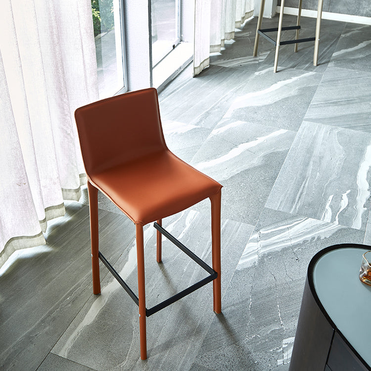 Contemporary Footrest Leather Counter and Bar Stool Square Low Back Bar Stool Clearhalo 'Bar Furniture' 'Bar Stools' 'bar_stools' 'furn' 'furn_bar_stools' 'furniture_bar_stools' 'Kitchen & Dining Furniture' 'kitchen&dining_furn' 'kitchen' 'kitchen_furn' Furniture' 4183762