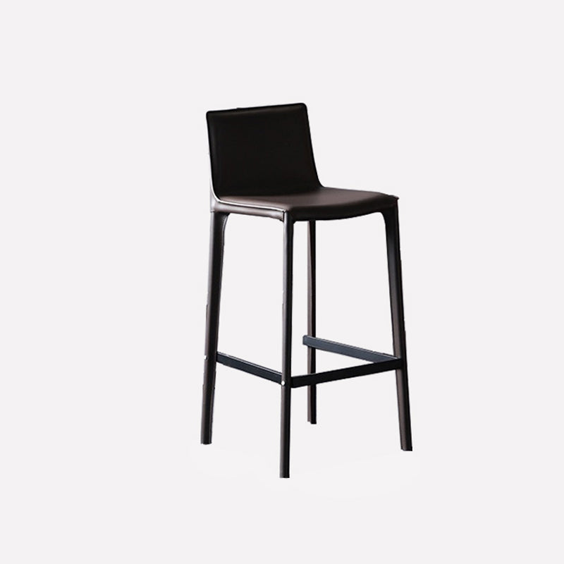 Contemporary Footrest Leather Counter and Bar Stool Square Low Back Bar Stool Dark Gray Clearhalo 'Bar Furniture' 'Bar Stools' 'bar_stools' 'furn' 'furn_bar_stools' 'furniture_bar_stools' 'Kitchen & Dining Furniture' 'kitchen&dining_furn' 'kitchen' 'kitchen_furn' Furniture' 4183763
