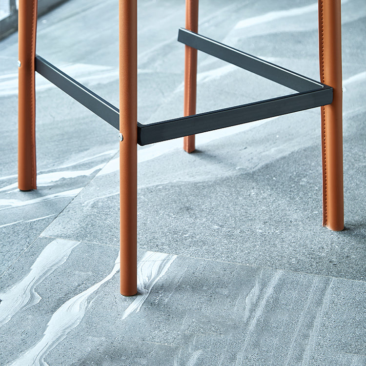 Contemporary Footrest Leather Counter and Bar Stool Square Low Back Bar Stool Clearhalo 'Bar Furniture' 'Bar Stools' 'bar_stools' 'furn' 'furn_bar_stools' 'furniture_bar_stools' 'Kitchen & Dining Furniture' 'kitchen&dining_furn' 'kitchen' 'kitchen_furn' Furniture' 4183769