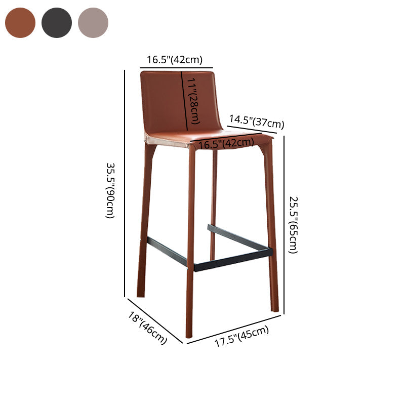 Contemporary Footrest Leather Counter and Bar Stool Square Low Back Bar Stool Clearhalo 'Bar Furniture' 'Bar Stools' 'bar_stools' 'furn' 'furn_bar_stools' 'furniture_bar_stools' 'Kitchen & Dining Furniture' 'kitchen&dining_furn' 'kitchen' 'kitchen_furn' Furniture' 4183770