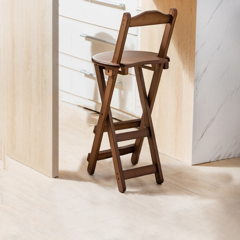 Modern Backrest Folding Counter Stool Wood Restaurant Bar Stool with Footrest Brown 1 Piece Bar Stool(30"H) Clearhalo 'Bar Furniture' 'Bar Stools' 'bar_stools' 'furn' 'furn_bar_stools' 'furniture_bar_stools' 'Kitchen & Dining Furniture' 'kitchen&dining_furn' 'kitchen' 'kitchen_furn' Furniture' 4183772