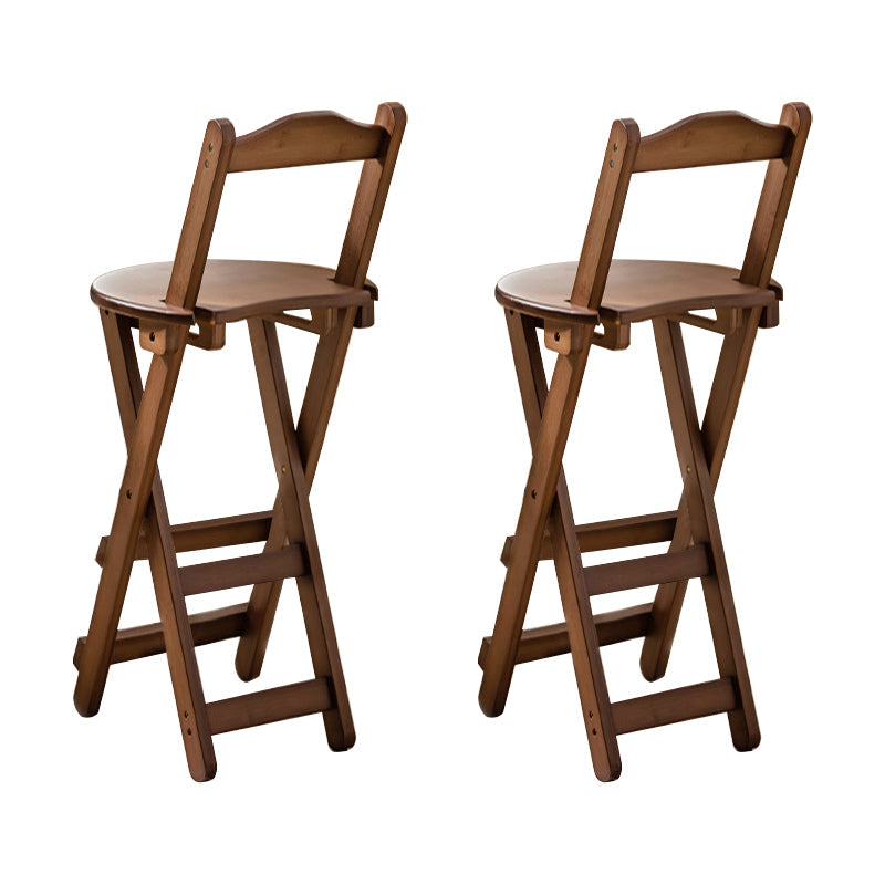 Modern Backrest Folding Counter Stool Wood Restaurant Bar Stool with Footrest Brown 2 Piece Set Bar Stool(30"H) Clearhalo 'Bar Furniture' 'Bar Stools' 'bar_stools' 'furn' 'furn_bar_stools' 'furniture_bar_stools' 'Kitchen & Dining Furniture' 'kitchen&dining_furn' 'kitchen' 'kitchen_furn' Furniture' 4183773