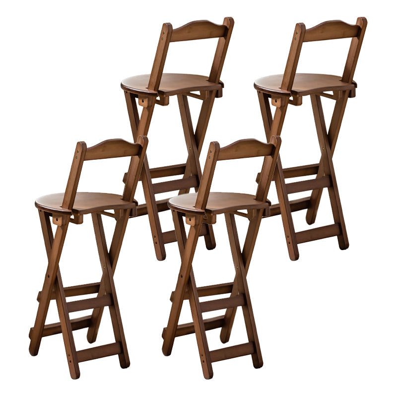 Modern Backrest Folding Counter Stool Wood Restaurant Bar Stool with Footrest Brown 4 Piece Set Counter Stool (24"H) Clearhalo 'Bar Furniture' 'Bar Stools' 'bar_stools' 'furn' 'furn_bar_stools' 'furniture_bar_stools' 'Kitchen & Dining Furniture' 'kitchen&dining_furn' 'kitchen' 'kitchen_furn' Furniture' 4183776