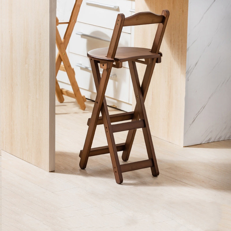 Modern Backrest Folding Counter Stool Wood Restaurant Bar Stool with Footrest Brown 1 Piece Counter Stool (24"H) Clearhalo 'Bar Furniture' 'Bar Stools' 'bar_stools' 'furn' 'furn_bar_stools' 'furniture_bar_stools' 'Kitchen & Dining Furniture' 'kitchen&dining_furn' 'kitchen' 'kitchen_furn' Furniture' 4183778