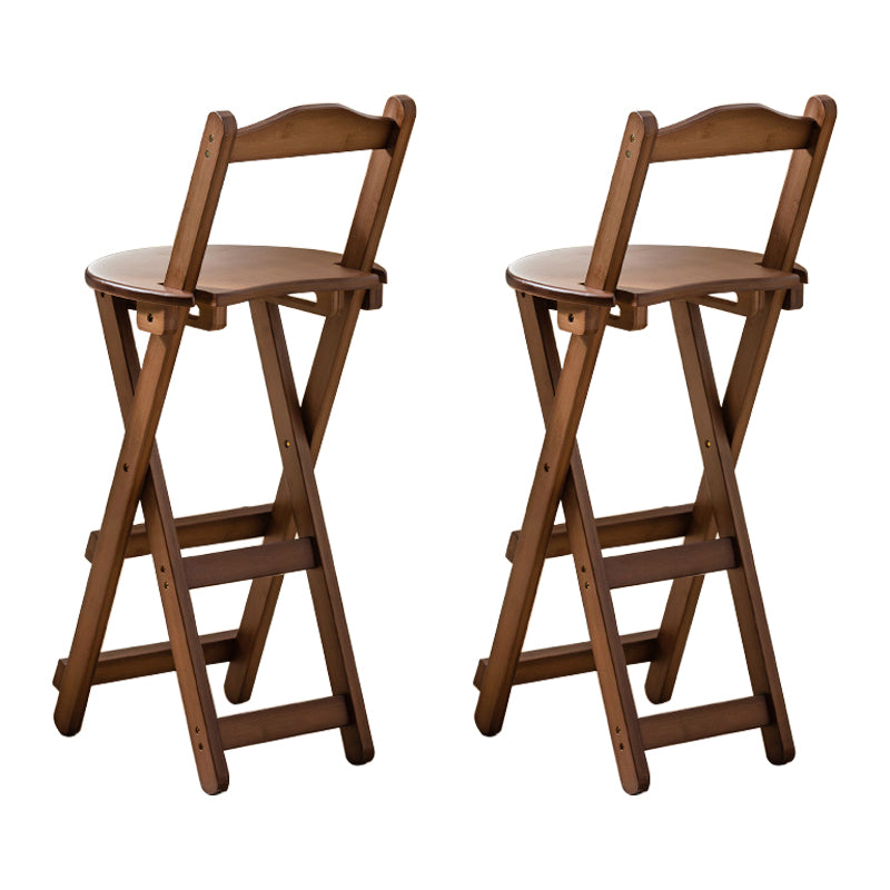 Modern Backrest Folding Counter Stool Wood Restaurant Bar Stool with Footrest Brown 2 Piece Set Counter Stool (24"H) Clearhalo 'Bar Furniture' 'Bar Stools' 'bar_stools' 'furn' 'furn_bar_stools' 'furniture_bar_stools' 'Kitchen & Dining Furniture' 'kitchen&dining_furn' 'kitchen' 'kitchen_furn' Furniture' 4183779