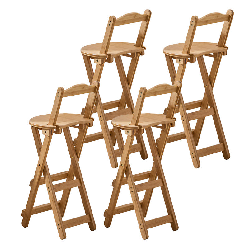 Modern Backrest Folding Counter Stool Wood Restaurant Bar Stool with Footrest Natural 4 Piece Set Bar Stool(30"H) Clearhalo 'Bar Furniture' 'Bar Stools' 'bar_stools' 'furn' 'furn_bar_stools' 'furniture_bar_stools' 'Kitchen & Dining Furniture' 'kitchen&dining_furn' 'kitchen' 'kitchen_furn' Furniture' 4183787