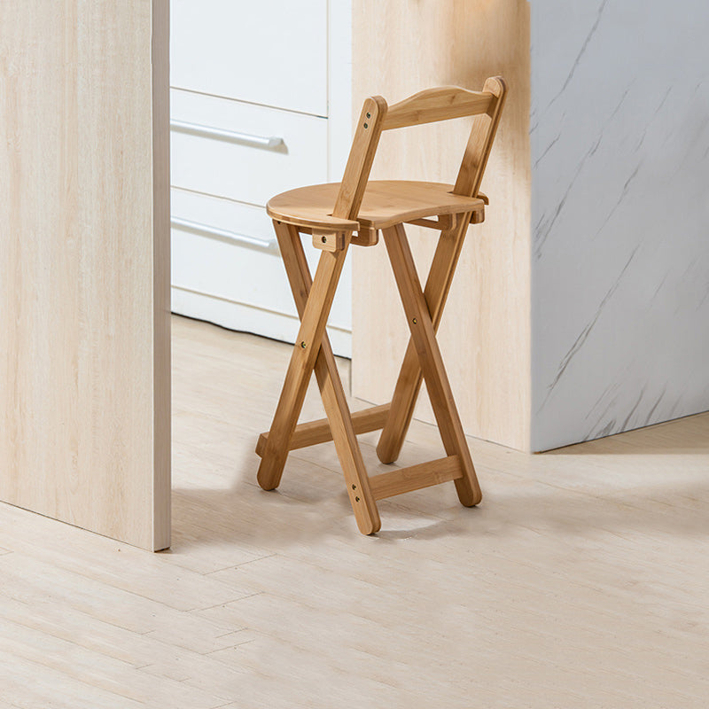 Modern Backrest Folding Counter Stool Wood Restaurant Bar Stool with Footrest Natural 1 Piece Short Stool(18"H) Clearhalo 'Bar Furniture' 'Bar Stools' 'bar_stools' 'furn' 'furn_bar_stools' 'furniture_bar_stools' 'Kitchen & Dining Furniture' 'kitchen&dining_furn' 'kitchen' 'kitchen_furn' Furniture' 4183790