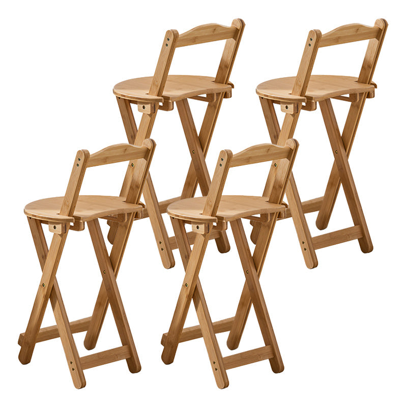 Modern Backrest Folding Counter Stool Wood Restaurant Bar Stool with Footrest Natural 4 Piece Set Short Stool(18"H) Clearhalo 'Bar Furniture' 'Bar Stools' 'bar_stools' 'furn' 'furn_bar_stools' 'furniture_bar_stools' 'Kitchen & Dining Furniture' 'kitchen&dining_furn' 'kitchen' 'kitchen_furn' Furniture' 4183793