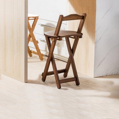 Modern Backrest Folding Counter Stool Wood Restaurant Bar Stool with Footrest Brown 1 Piece Short Stool(18"H) Clearhalo 'Bar Furniture' 'Bar Stools' 'bar_stools' 'furn' 'furn_bar_stools' 'furniture_bar_stools' 'Kitchen & Dining Furniture' 'kitchen&dining_furn' 'kitchen' 'kitchen_furn' Furniture' 4183794