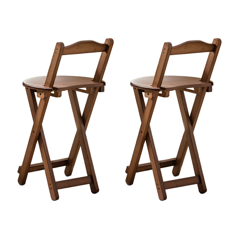Modern Backrest Folding Counter Stool Wood Restaurant Bar Stool with Footrest Brown 2 Piece Set Short Stool(18"H) Clearhalo 'Bar Furniture' 'Bar Stools' 'bar_stools' 'furn' 'furn_bar_stools' 'furniture_bar_stools' 'Kitchen & Dining Furniture' 'kitchen&dining_furn' 'kitchen' 'kitchen_furn' Furniture' 4183795