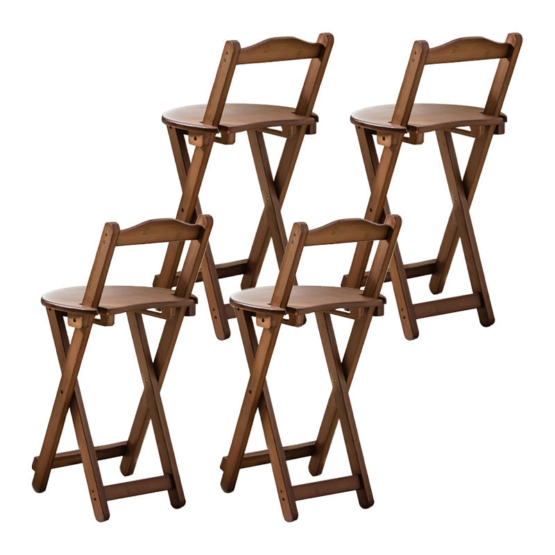 Modern Backrest Folding Counter Stool Wood Restaurant Bar Stool with Footrest Brown 4 Piece Set Short Stool(18"H) Clearhalo 'Bar Furniture' 'Bar Stools' 'bar_stools' 'furn' 'furn_bar_stools' 'furniture_bar_stools' 'Kitchen & Dining Furniture' 'kitchen&dining_furn' 'kitchen' 'kitchen_furn' Furniture' 4183796