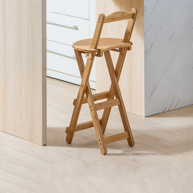 Modern Backrest Folding Counter Stool Wood Restaurant Bar Stool with Footrest Natural 1 Piece Counter Stool (24"H) Clearhalo 'Bar Furniture' 'Bar Stools' 'bar_stools' 'furn' 'furn_bar_stools' 'furniture_bar_stools' 'Kitchen & Dining Furniture' 'kitchen&dining_furn' 'kitchen' 'kitchen_furn' Furniture' 4183797