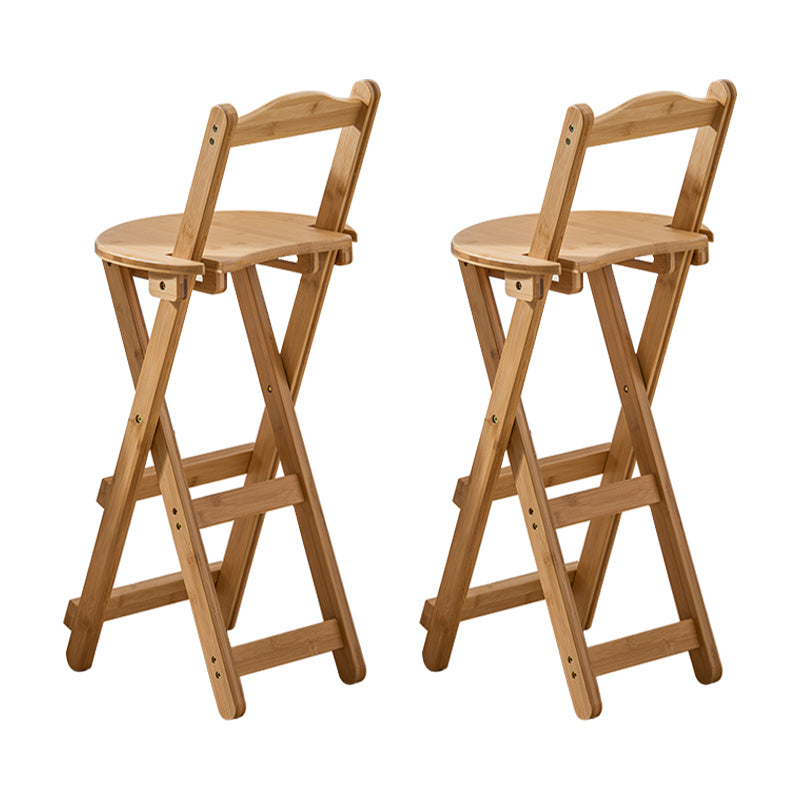 Modern Backrest Folding Counter Stool Wood Restaurant Bar Stool with Footrest Natural 2 Piece Set Counter Stool (24"H) Clearhalo 'Bar Furniture' 'Bar Stools' 'bar_stools' 'furn' 'furn_bar_stools' 'furniture_bar_stools' 'Kitchen & Dining Furniture' 'kitchen&dining_furn' 'kitchen' 'kitchen_furn' Furniture' 4183798