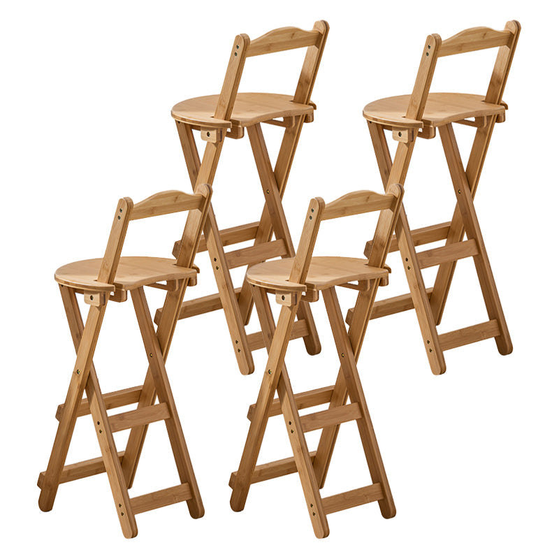 Modern Backrest Folding Counter Stool Wood Restaurant Bar Stool with Footrest Natural 4 Piece Set Counter Stool (24"H) Clearhalo 'Bar Furniture' 'Bar Stools' 'bar_stools' 'furn' 'furn_bar_stools' 'furniture_bar_stools' 'Kitchen & Dining Furniture' 'kitchen&dining_furn' 'kitchen' 'kitchen_furn' Furniture' 4183799