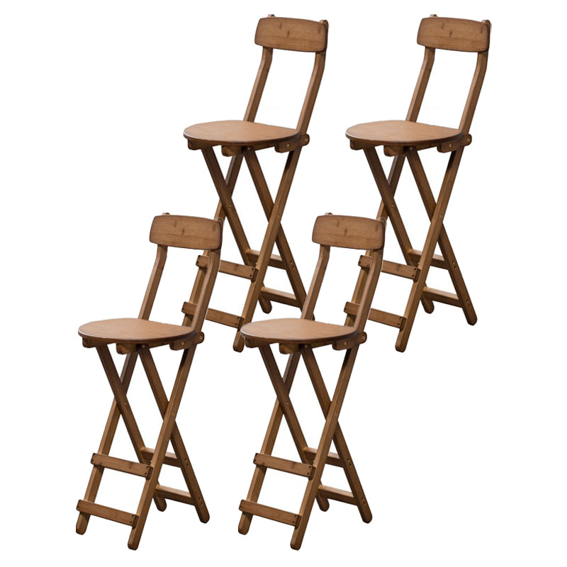 Modern Backrest Folding Counter Stool Wood Restaurant Bar Stool with Footrest Brown 4 Piece Set Counter Stool(27"H) Clearhalo 'Bar Furniture' 'Bar Stools' 'bar_stools' 'furn' 'furn_bar_stools' 'furniture_bar_stools' 'Kitchen & Dining Furniture' 'kitchen&dining_furn' 'kitchen' 'kitchen_furn' Furniture' 4183802